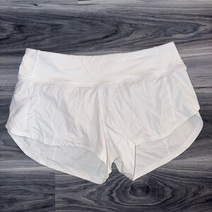 White Lululemon Speed-Up Shorts